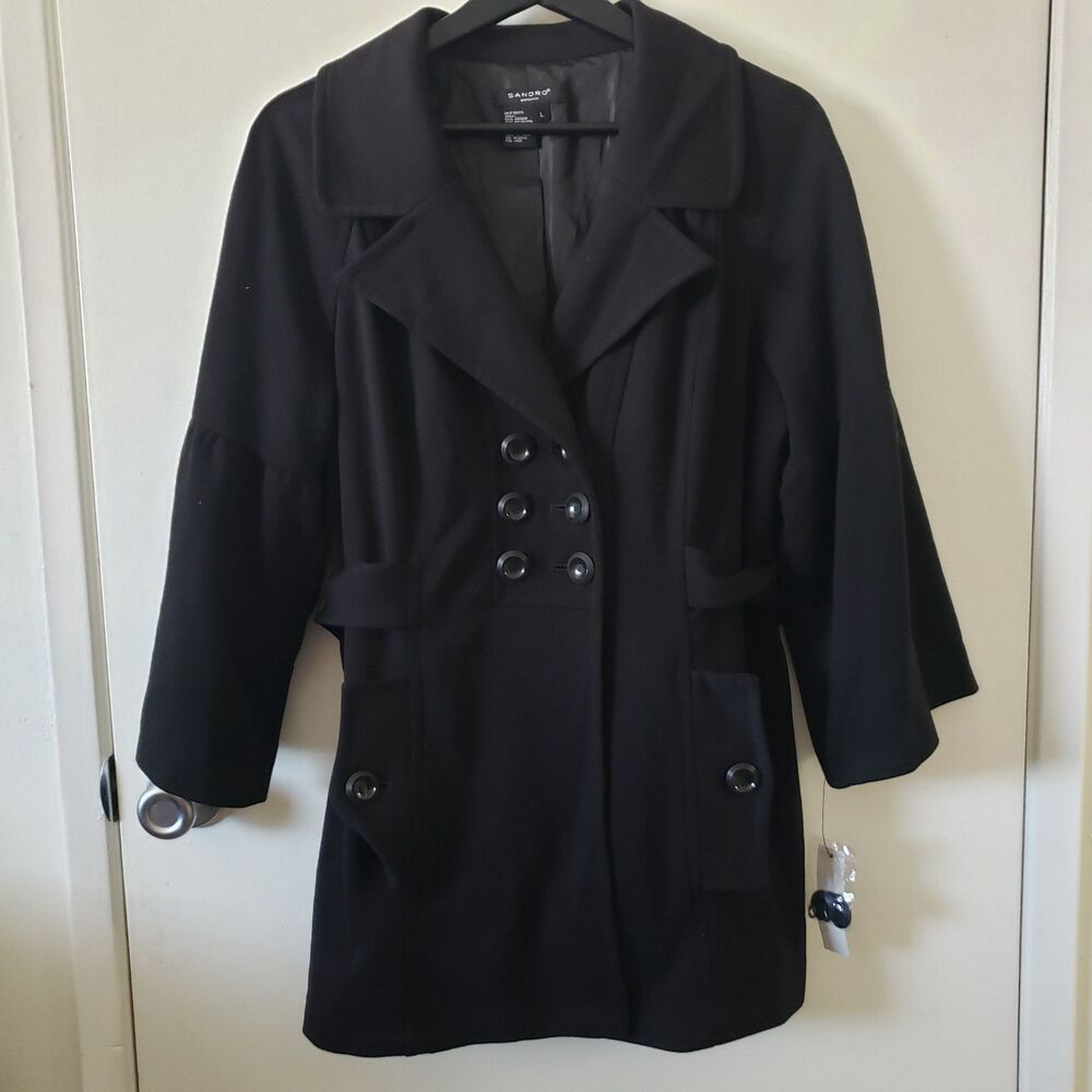NWT Sandro Double Breasted Jacket Women’s L Dark Academia Autumn Blazer